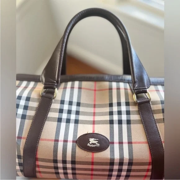 Burberry Burberrys Classic Nova Check Boston Bag Purse Satchel EUC - Picture 2 of 8